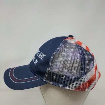 Raccoon Lake Rockville Indiana Snapback Mesh Back Trucker Hat Patriotic OSFM