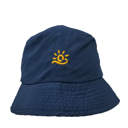 Sun Logo Bucket Hat Blue One Size Embroidered Outdoor