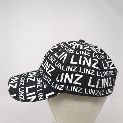 LINZ Strapback Baseball Cap Black One Size Adjustable 6 Panel Cotton
