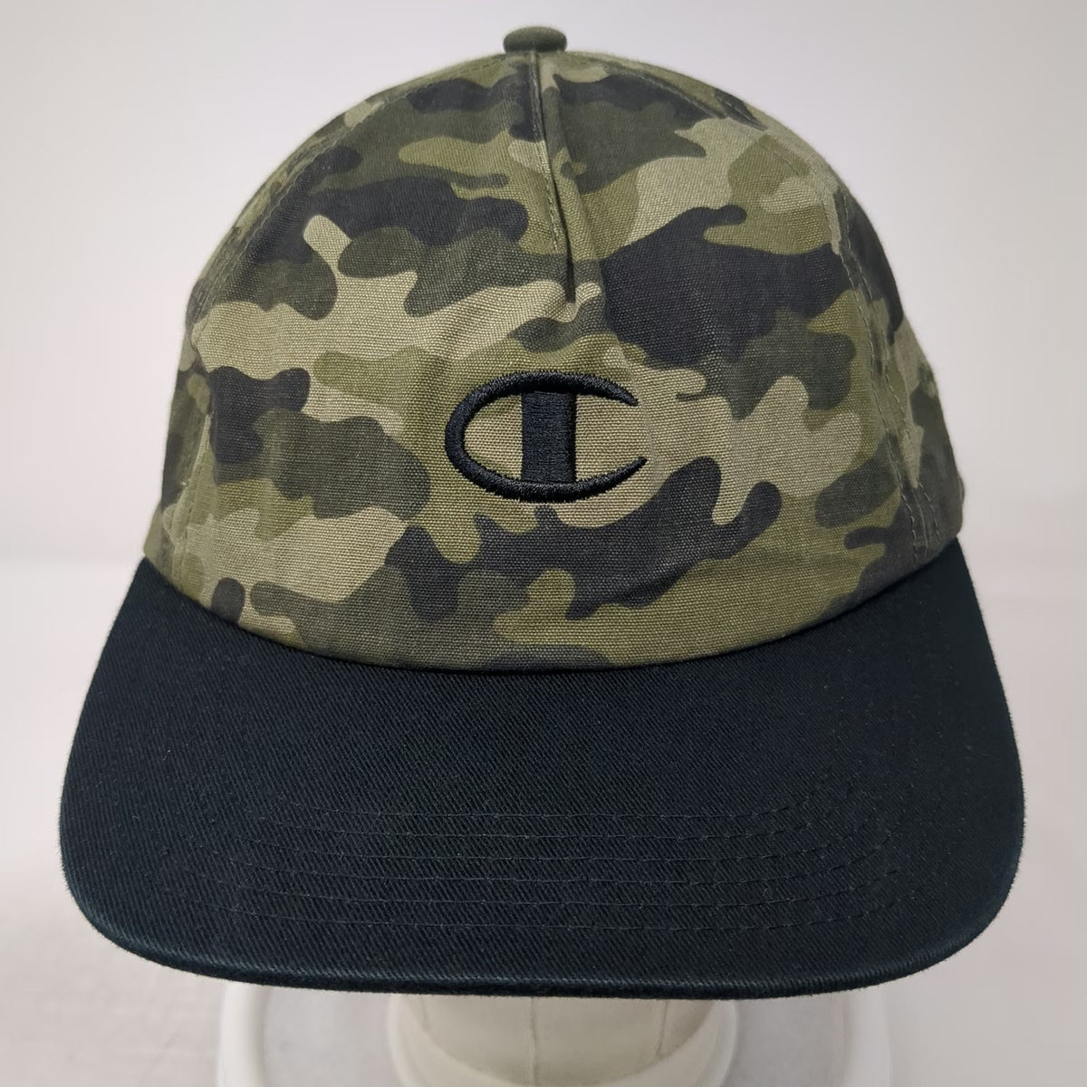 Champion 5 Panel Green Black OSFM Camo Flat Brim Snapback Cotton Hat Streetwear