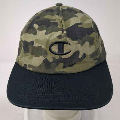 Champion 5 Panel Green Black OSFM Camo Flat Brim Snapback Cotton Hat Streetwear