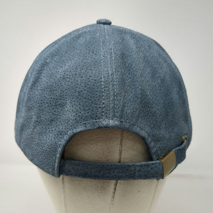 Wyeth Baseball Cap Blue One Size Perforated Leather Suede Buckle Slideback Hat