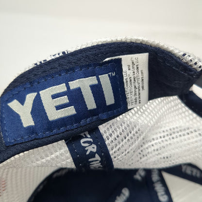 YETI Trucker Hat Blue White One Size Mesh Snapback Built For The Wild Logo