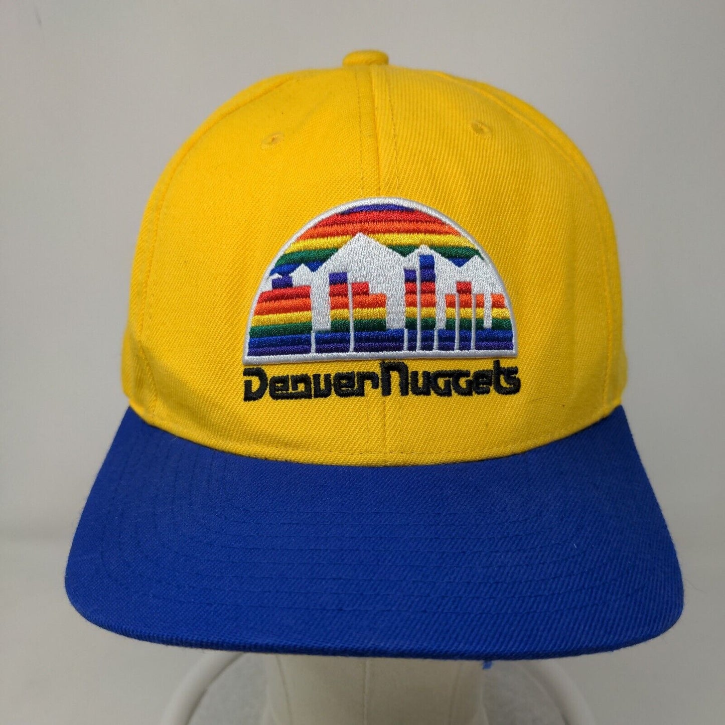 Mitchell & Ness Men's Snapback Hat Yellow Blue Denver Nuggets Embroidered Logo