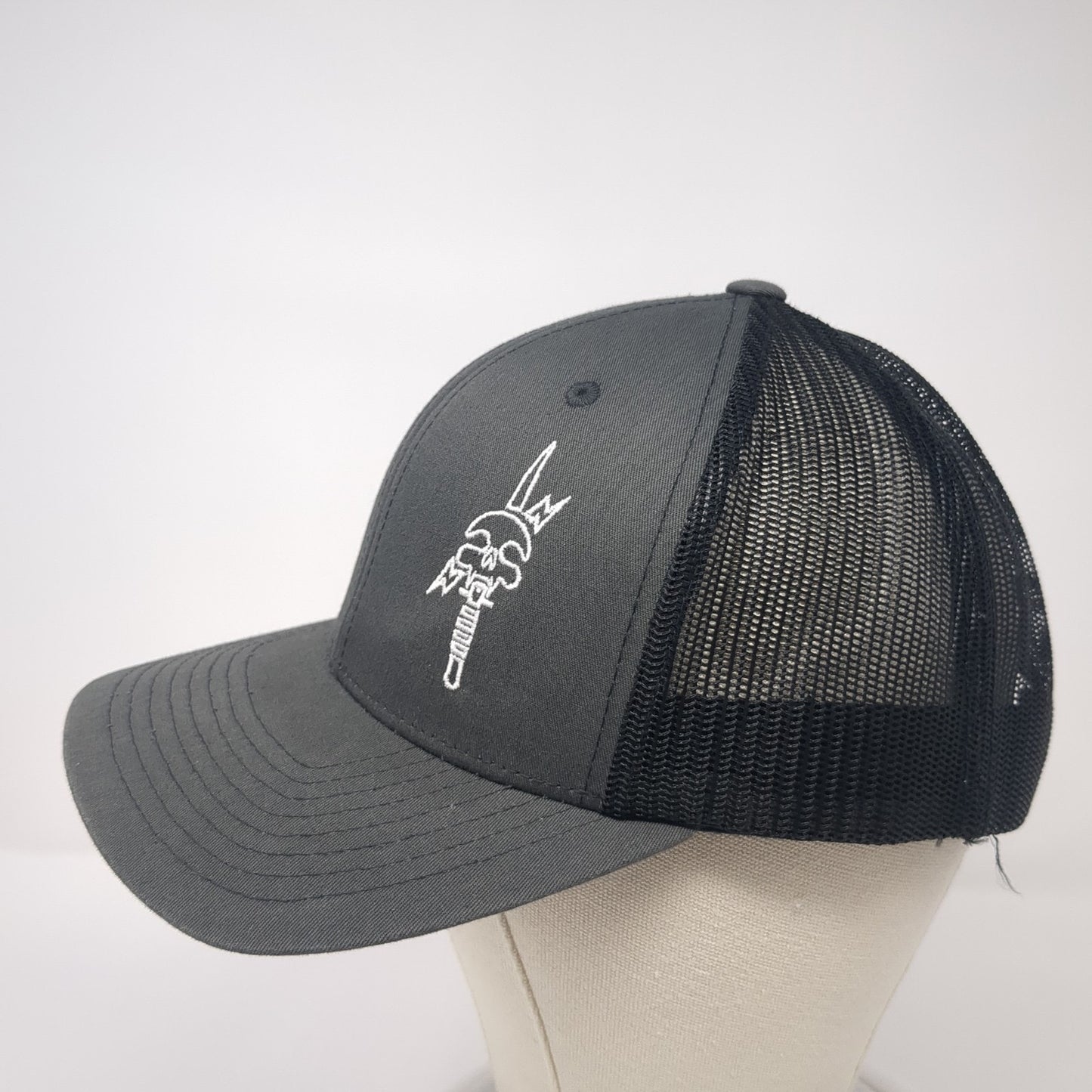 The Classics Yupoong Snapback Trucker Hat Gray One Size Embroidered Logo