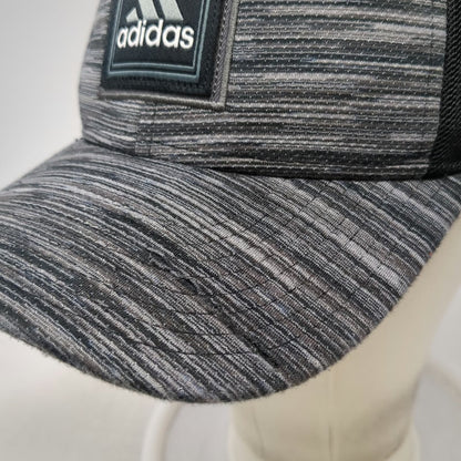 adidas Baseball Cap Gray XL Mesh Back Stretch Fit Space Dye Heathered Curved Hat