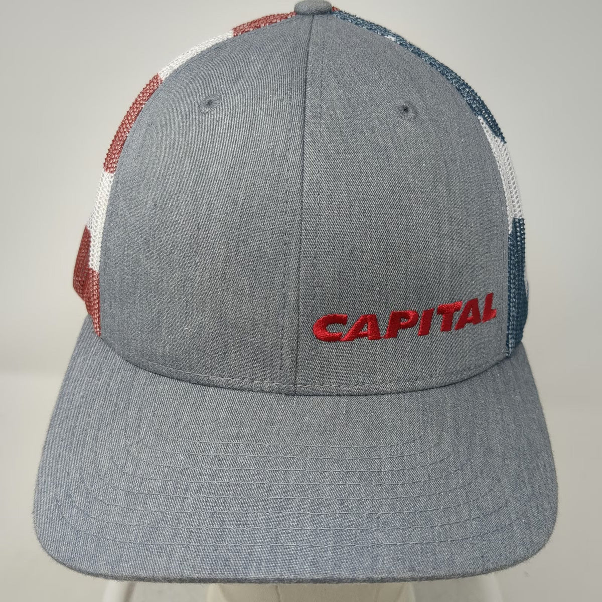 Richardson Trucker Hat Gray One Size American Flag Mesh CAPITAL Trex Embroidery