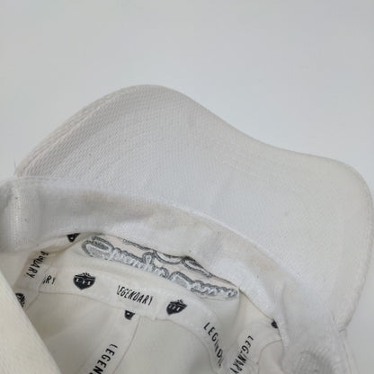 Straight Down Strapback 5 Panel Hat White One Size Embroidered Legendary