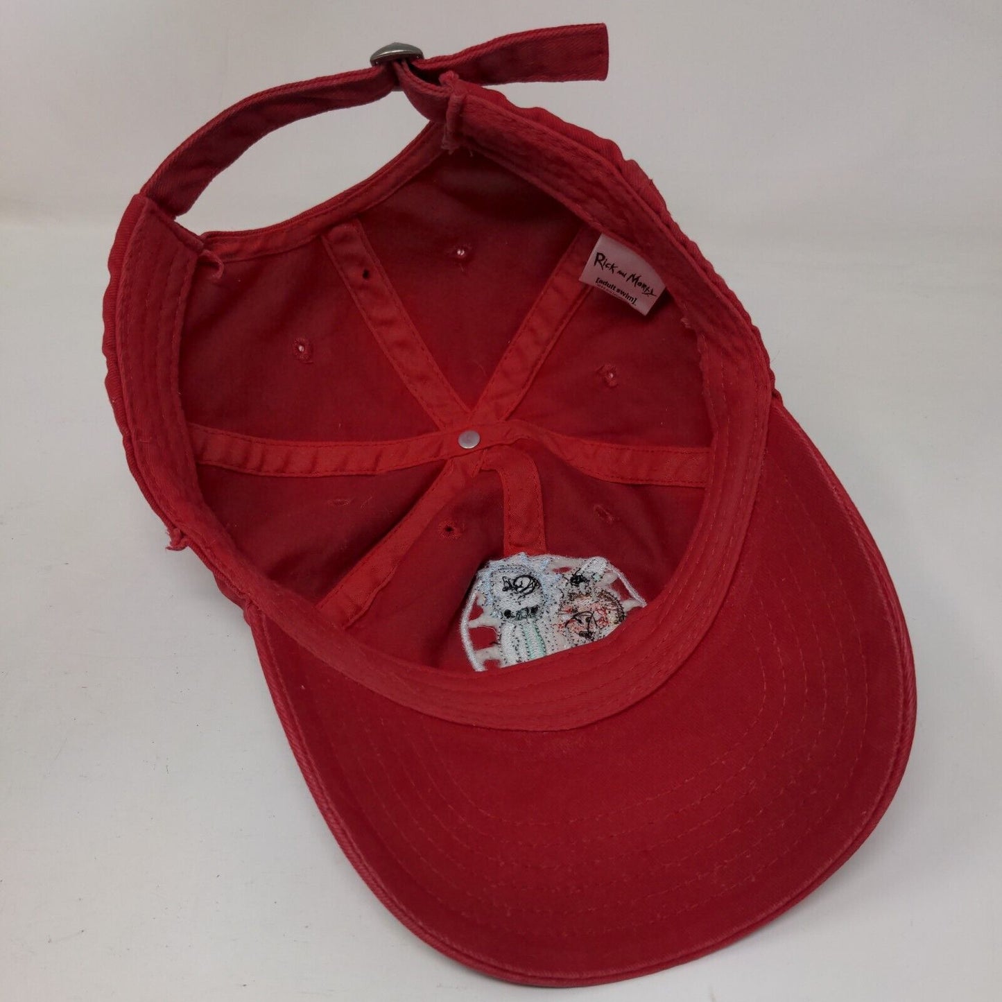 Rick And Morty Adult Swim Slideback Hat Red One Size Adjustable Embroidered