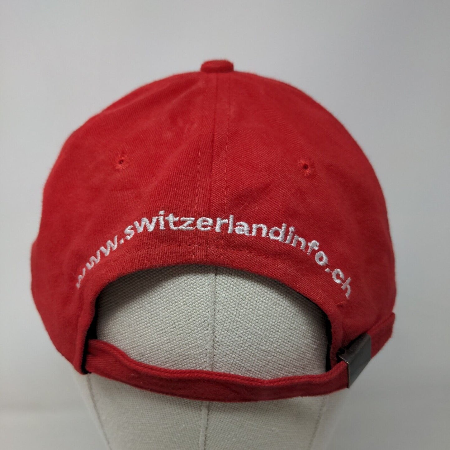 White Cross Switzerland Slideback Hat Red One Size Embroidered Adjustable