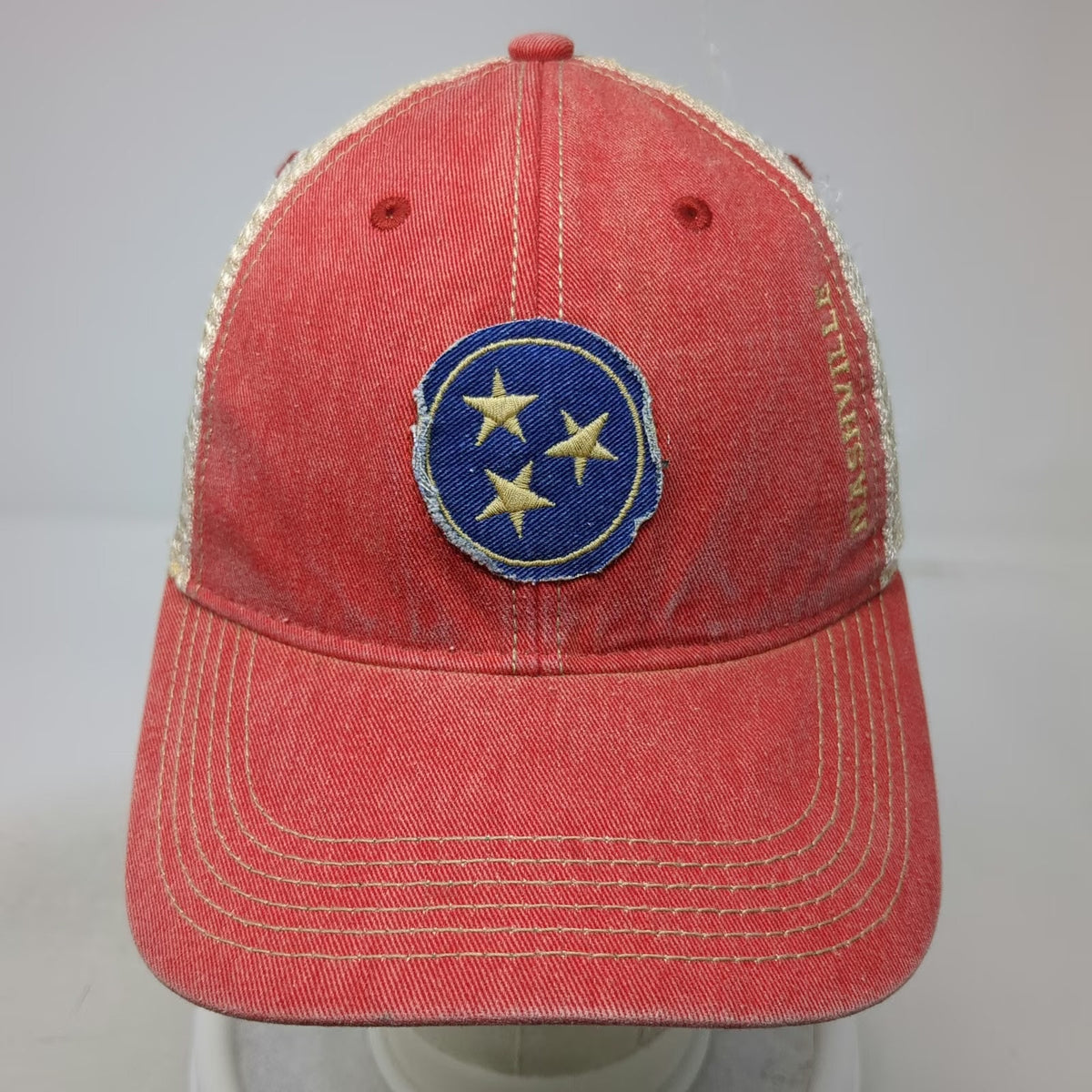 Legacy Trucker Hat Red One Size Nashville Tennessee State Stars Mesh Snapback