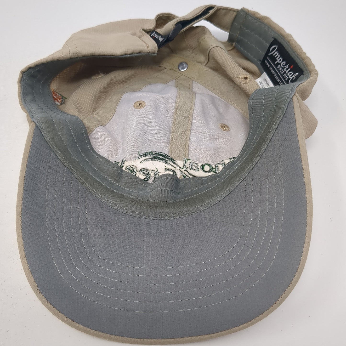 Shoal Creek Strapback Baseball Cap Beige OS Adjustable Embroidered Imperial