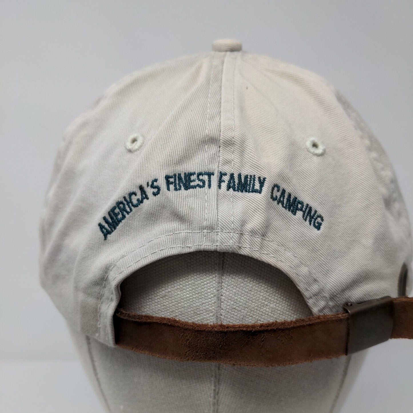 Thousand Trails Slideback Hat Tan OSFA Embroidered Leather Strap