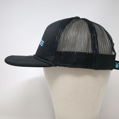 Dutch Bros 5 Panel Black One Size Mesh Back Rope Hat Windmill Logo Slideback