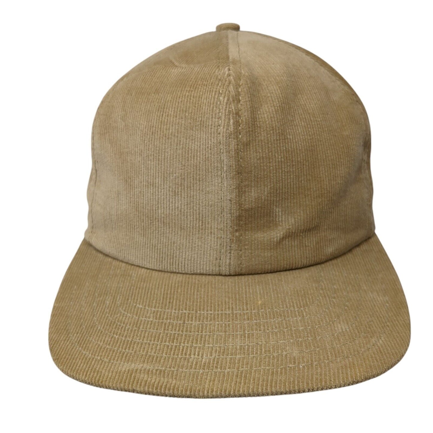 Unbranded Snapback Hat Tan One Size Adjustable Solid Blank Corduroy