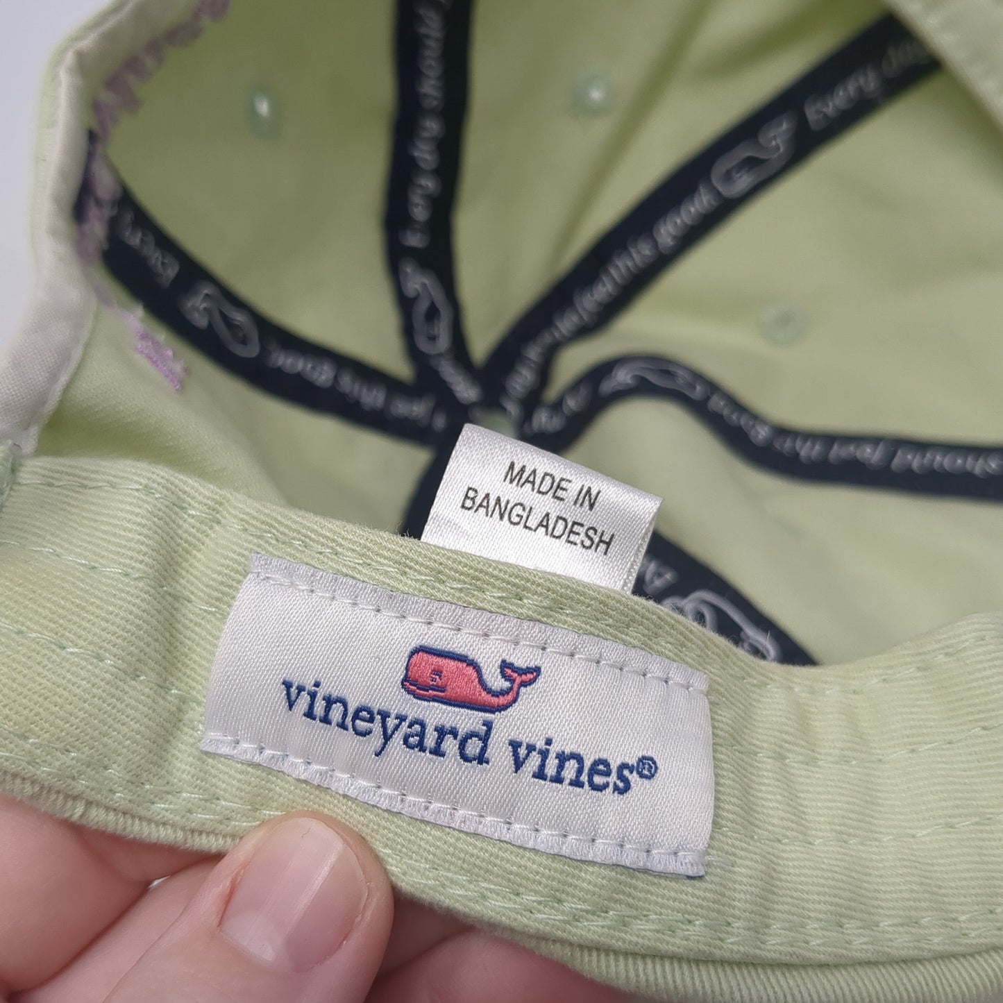Whale Logo Slideback Hat Green One Size Adjustable Vineyard Vines