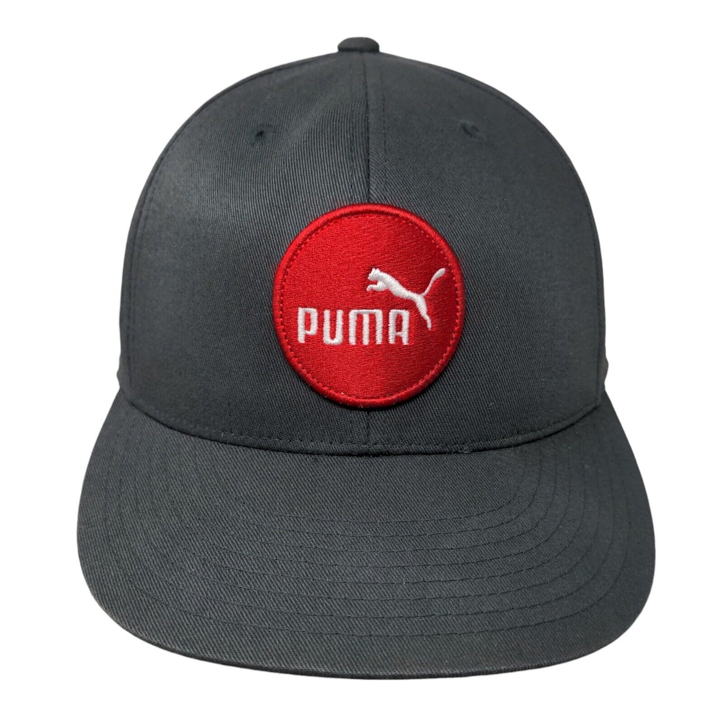 PUMA 210 Fitted Hat Gray L/XL Patch Logo Vented Holes Flexfit 6 Panel