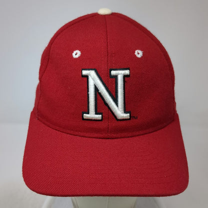Zephyr Nebraska Huskers NCAA Red 6 7/8 Fitted Cap Wool Blend N Logo Mascot Hat