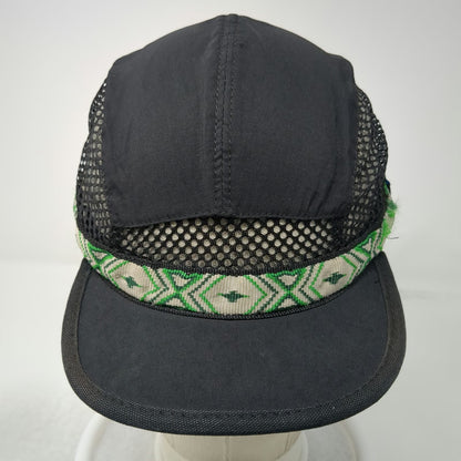 KAVU 5 Panel Cap Black M Mesh Patterned Trim Seattle USA Slideback Outdoor Hat