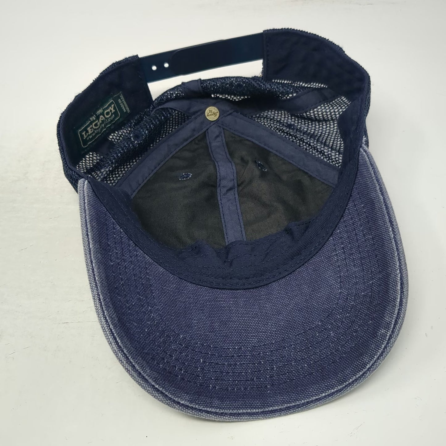 Legacy Trucker Hat Blue One Size Boston Anchor Patch Mesh Snapback Baseball Cap