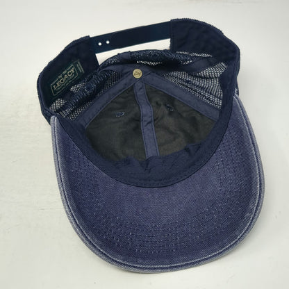 Legacy Trucker Hat Blue One Size Boston Anchor Patch Mesh Snapback Baseball Cap