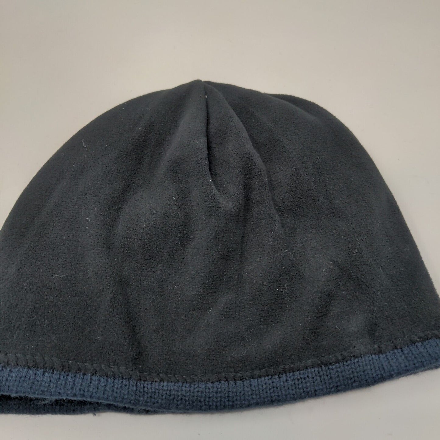 Port Authority Men's Knit Beanie Hat Cap Blue Gray Striped Acrylic Embroidered