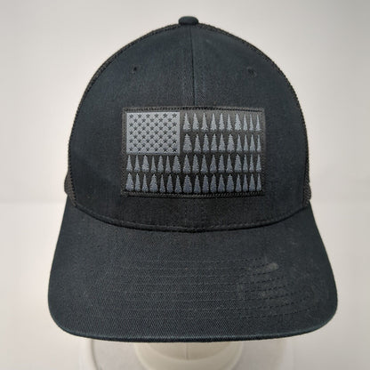 American Trees Flag Unisex Fitted Trucker Hat Black L/XL Mesh Back Columbia