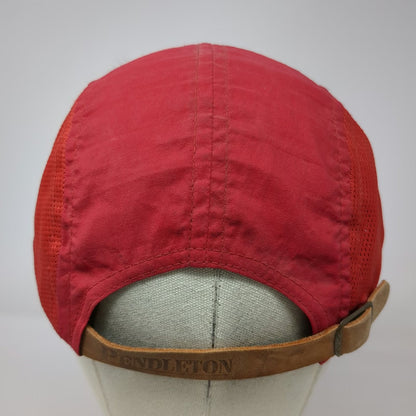 Pendleton 5 Panel Red Hat One Size Mesh Side Fishing Lure Leather Strapback