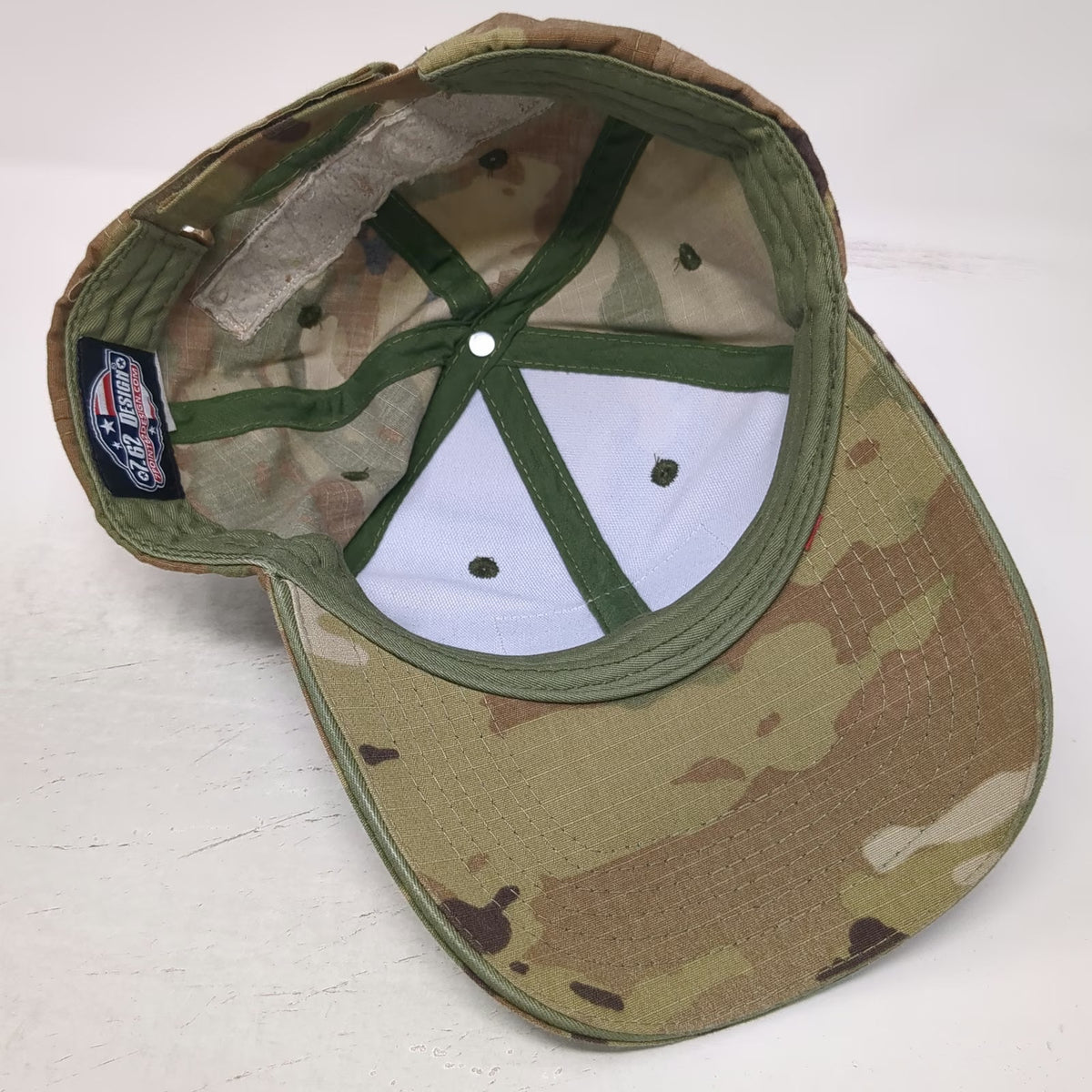 7.62 Design US Flag Camo Baseball Cap Green One Size Cotton Loop Patch Hat
