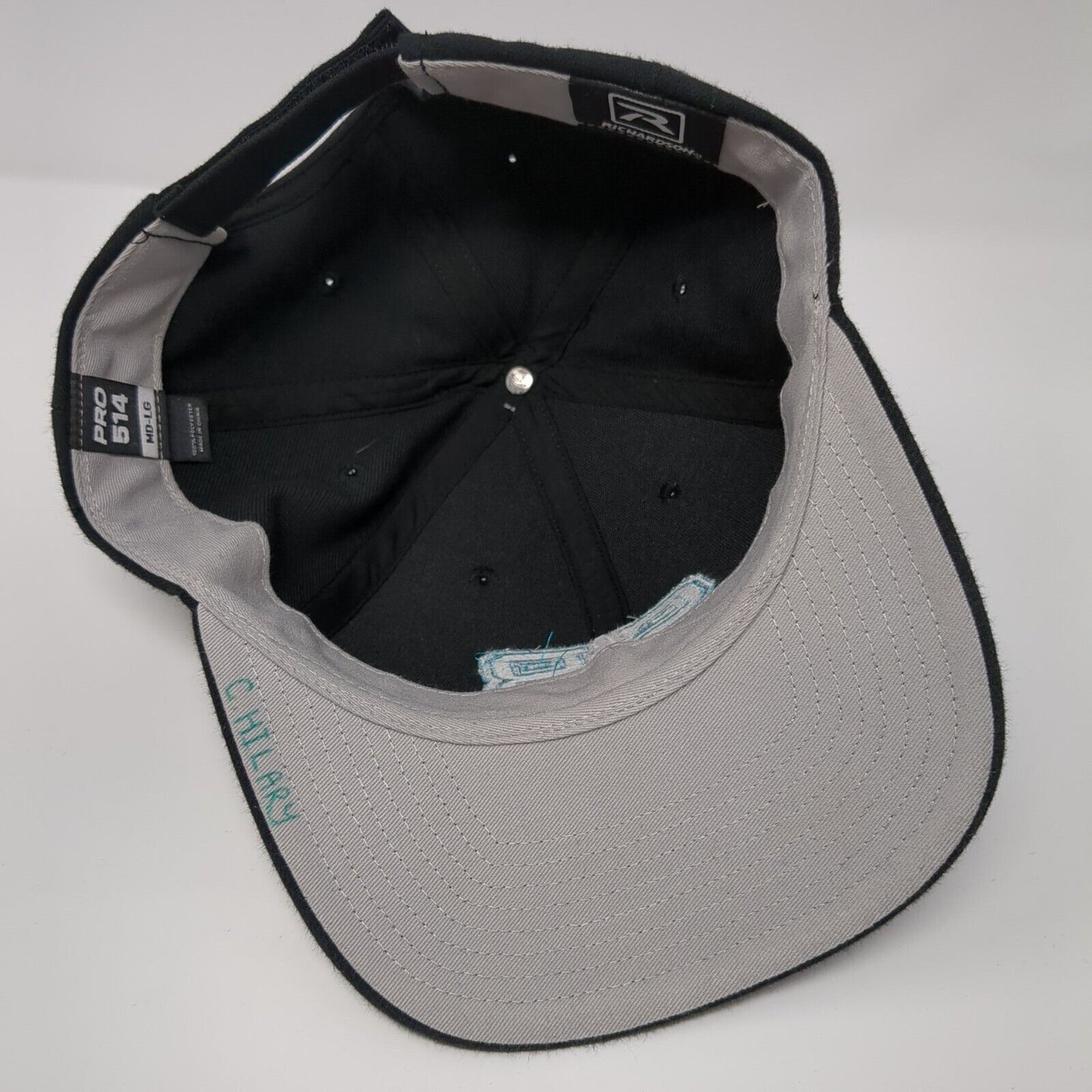 SB Strapback Hat Black M-L Adjustable Embroidered Richardson Pro 514