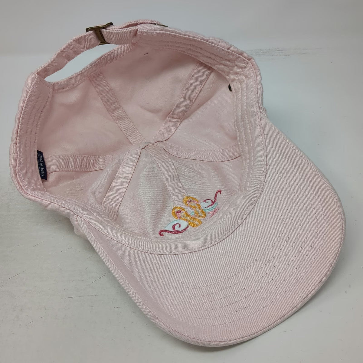 Baseball Cap Pink One Size Embroidered Bermuda Flip Flops Hat Slideback Cotton