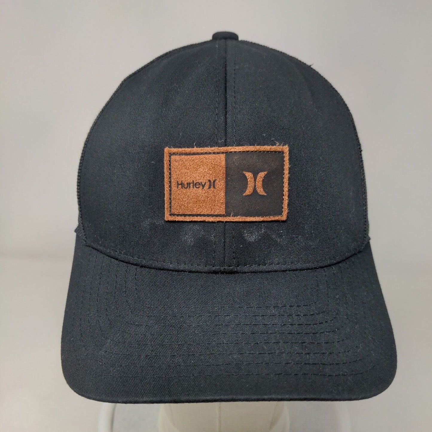 Hurley Patch Snapback Mesh Back Trucker Hat Black One Size 6 Panel