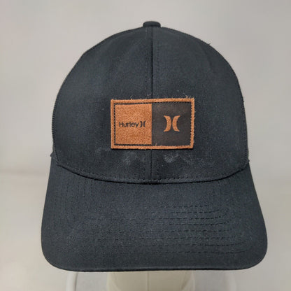 Hurley Patch Snapback Mesh Back Trucker Hat Black One Size 6 Panel