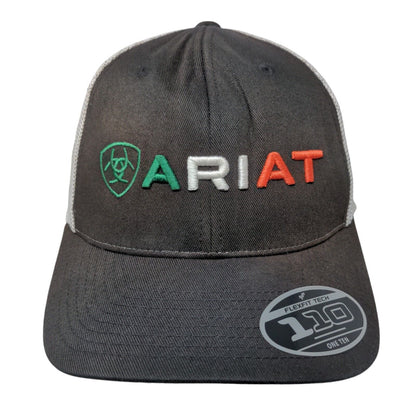 Ariat Snapback Mesh Back Trucker Hat Black One Size Colorblock Flexfit