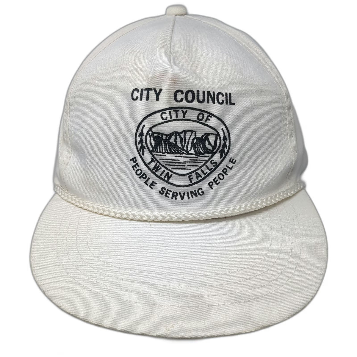 City Council Twin Falls ID Waterfalls 5 Panel White One Size Snapback Rope Hat