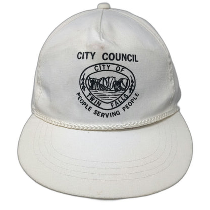 City Council Twin Falls ID Waterfalls 5 Panel White One Size Snapback Rope Hat