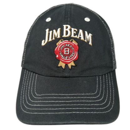 Jim Beam Whiskey Baseball Cap Black OSFM Contrast Stitching Logo Strapback Hat