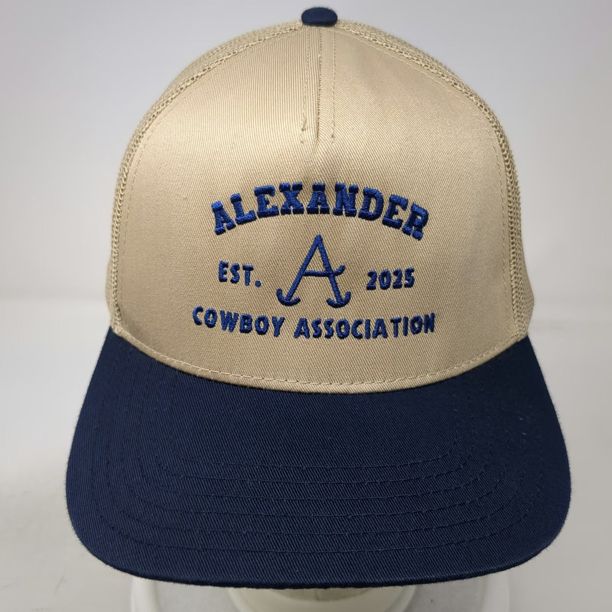 OTTO Trucker Hat Beige Blue One Size Alexander Cowboy Association Mesh Snapback