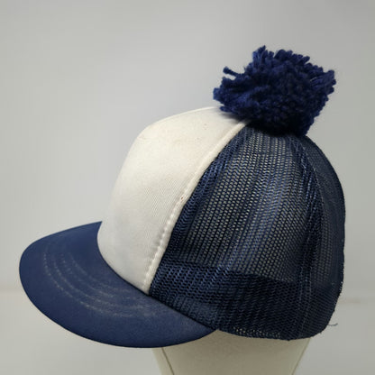Blue White Trucker Hat Mesh Back Pom Pom Snapback Foam Front Cap Vintage