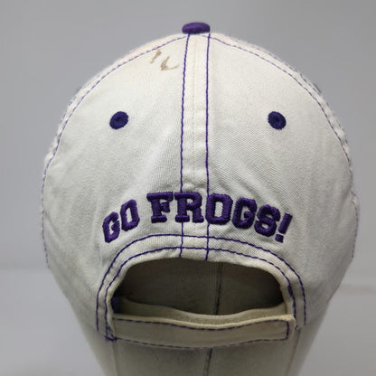 TCU Horned Frogs NCAA White Baseball Cap One Size Purple Stitch Go Chenille Hat