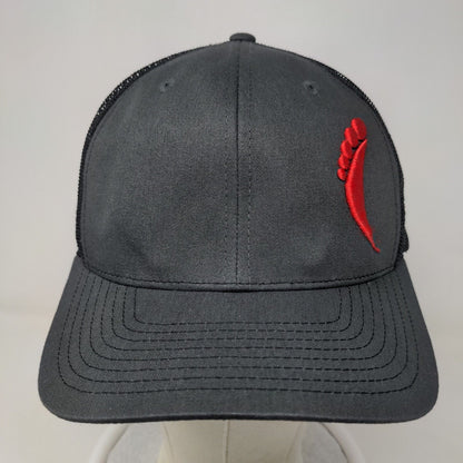 Barefoot BucketHead Men's Snapback Mesh Back Trucker Hat Black Embroidered