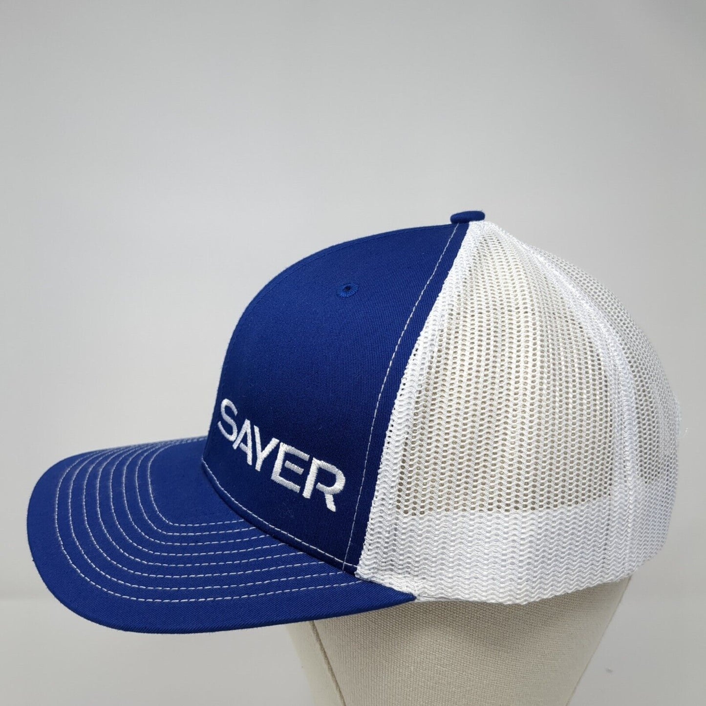 Sayer Snapback Trucker Hat Blue One Size Adjustable Mesh Back Richardson