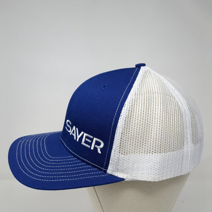 Sayer Snapback Trucker Hat Blue One Size Adjustable Mesh Back Richardson