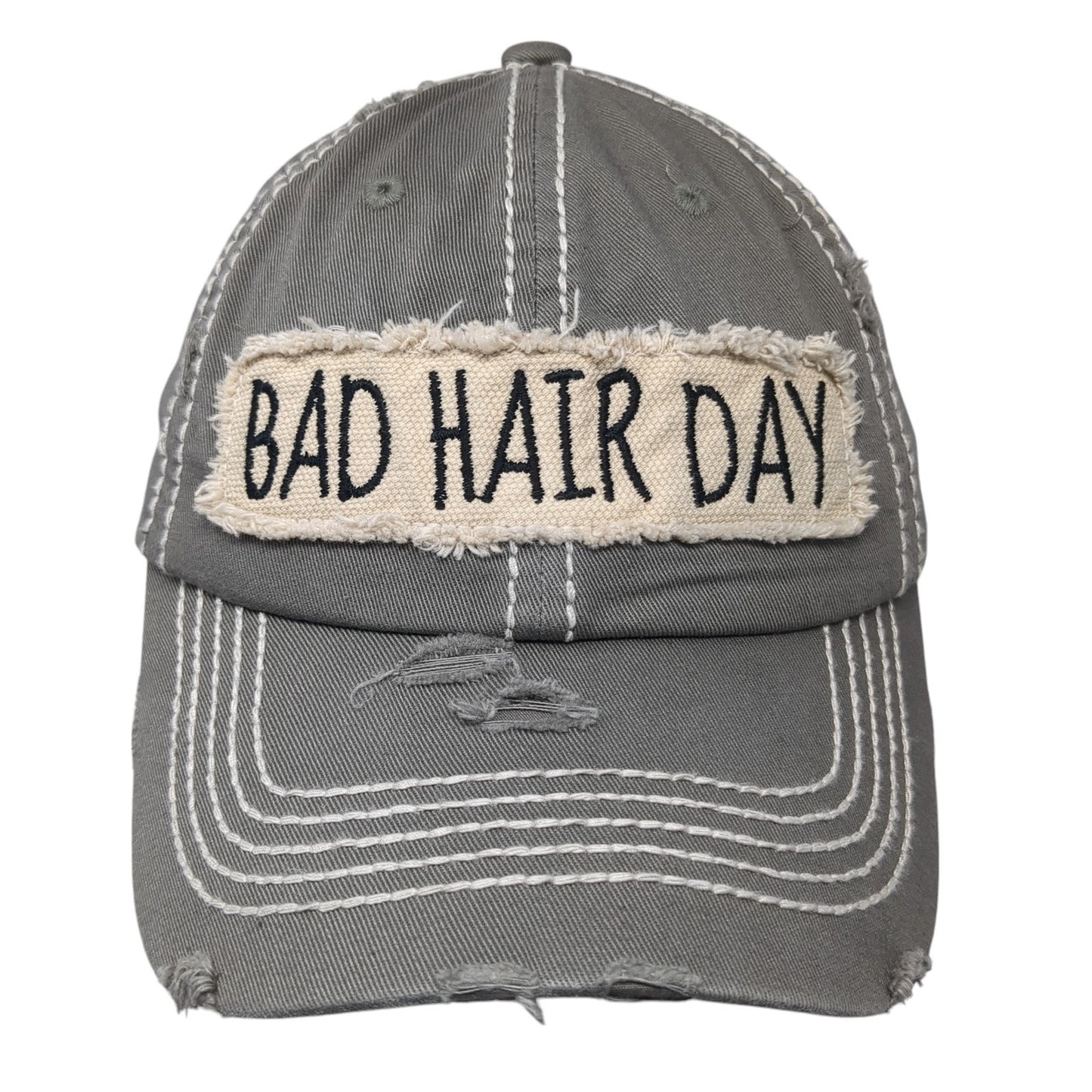 Bad Hair Day Baseball Cap Gray One Size Adjustable Distressed KB ETHOS Vintage