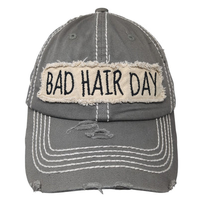 Bad Hair Day Baseball Cap Gray One Size Adjustable Distressed KB ETHOS Vintage