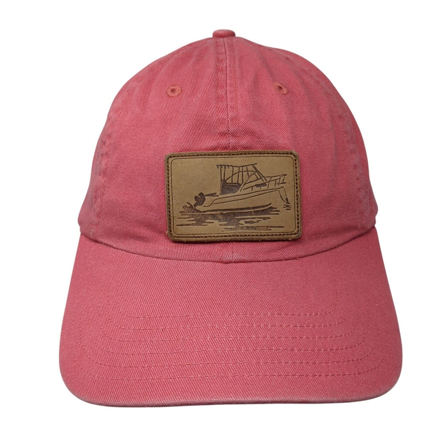 Vineyard Vines Baseball Cap Red One Size Adjustable Leather Patch 6 Panel