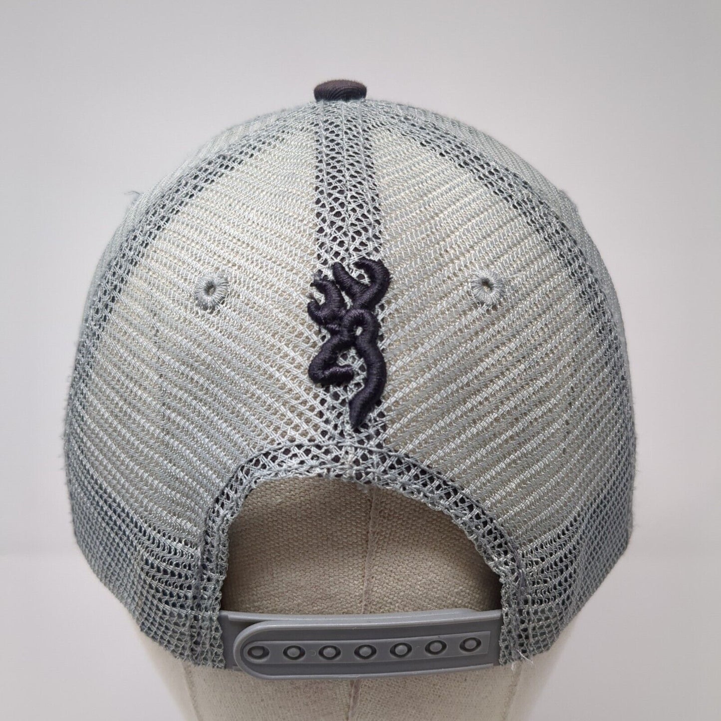 Browning Flag Mesh Back Trucker Hat Gray One Size Adjustable Outdoor