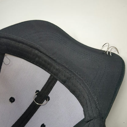 Black Baseball Cap One Size Metal Ring Piercings Distressed Embroidery Hat Punk