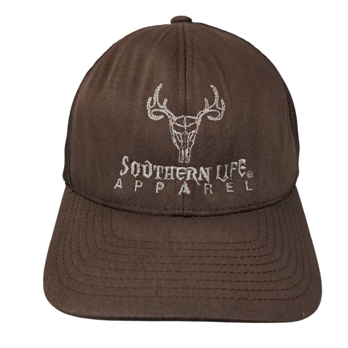 Southern Life Apparel Deer Snapback Mesh Back Trucker Hat Brown One Size