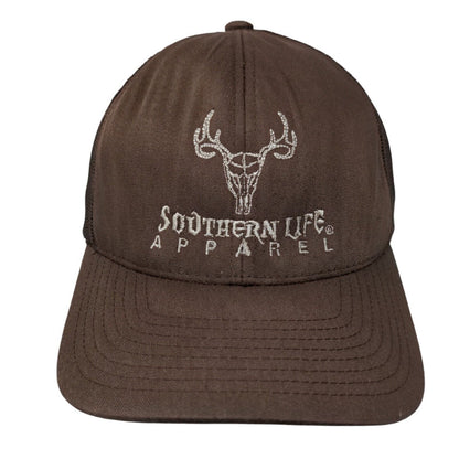 Southern Life Apparel Deer Snapback Mesh Back Trucker Hat Brown One Size